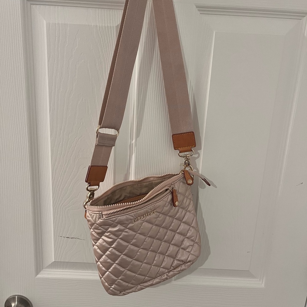MZ Wallace Crossbody purse in metallic blush.